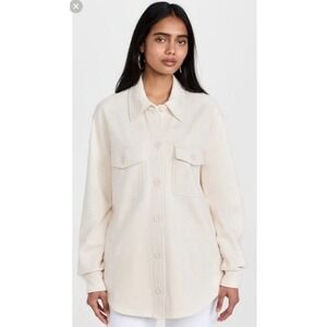 Good American FLEECE SHACKET GSO235 BONE Size 3/4 Medium Large READ